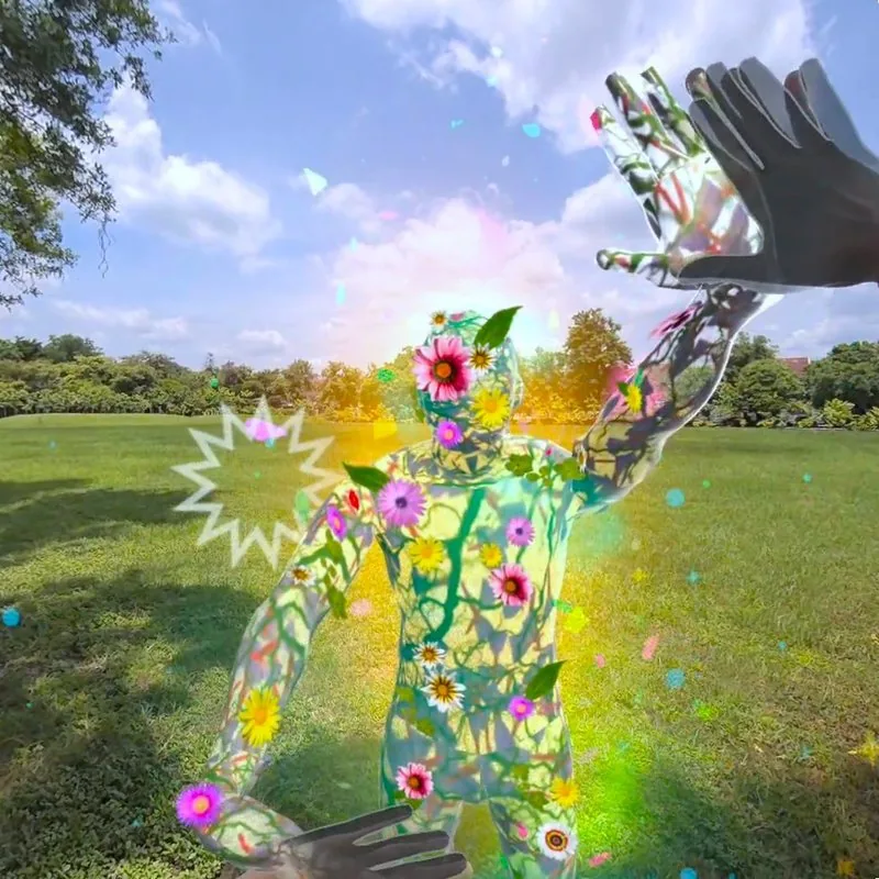 Hand tracking on the headset, reaching into the scene