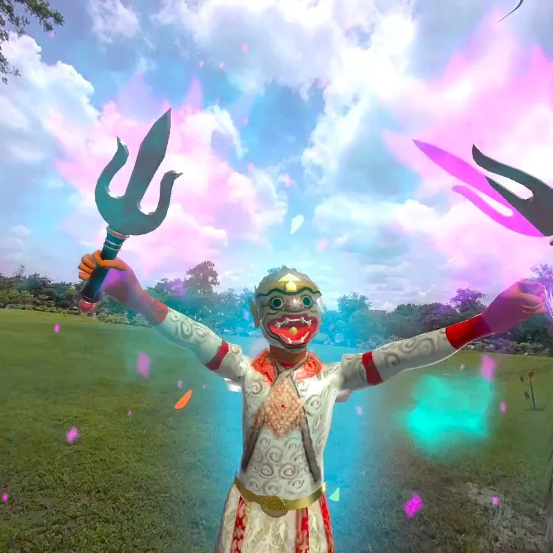 The Khon character rendered in mixed reality